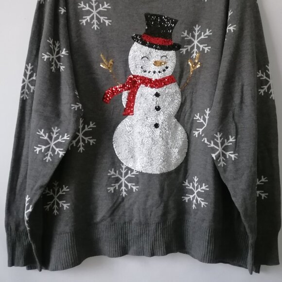 Tipsy Elves Gray Snowman Sweater - Picture 3 of 6